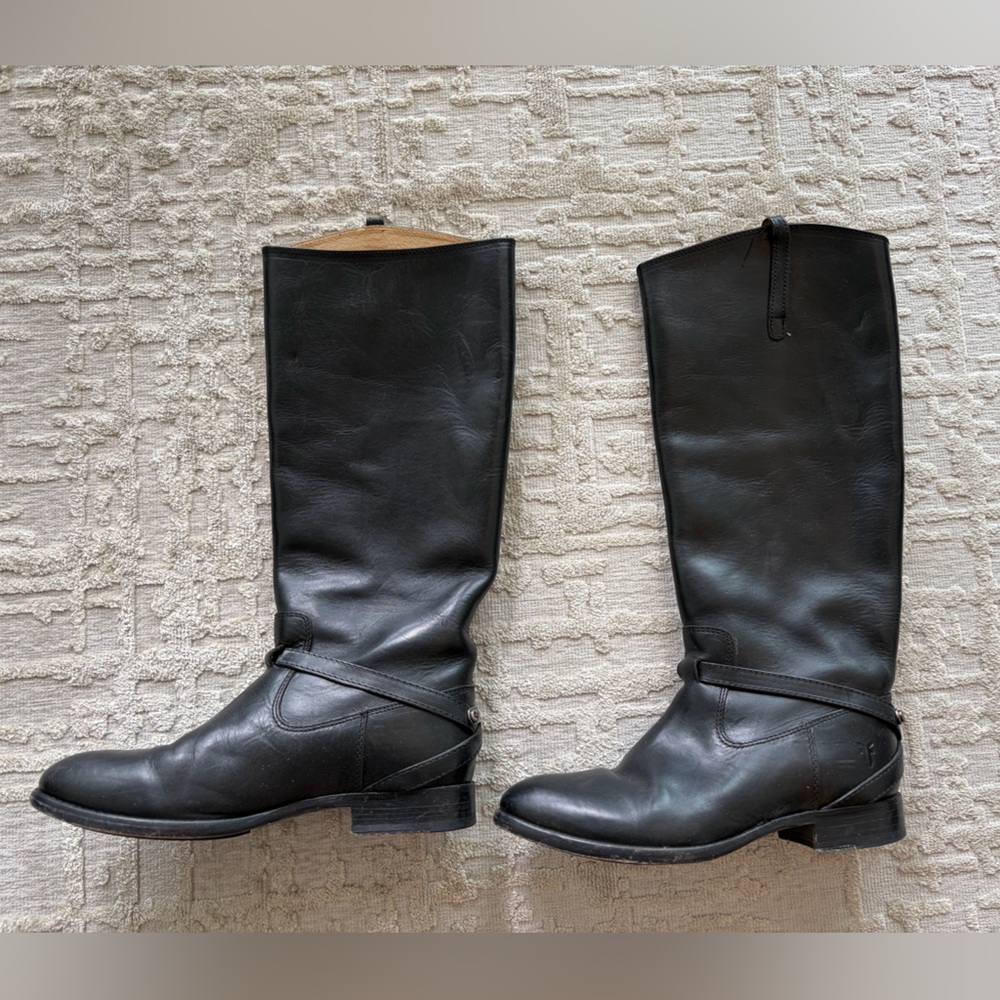 Frye Black Leather Knee-High Boots